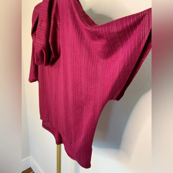 Dolman Batwing Pullover Knit Cowl Neck Pinstripe Top Shirt Cranberry Mossimo M - Picture 9 of 10